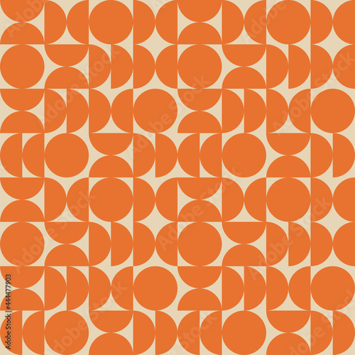 Seamless geometric pattern in retro bauhaus style. Trendy simple colorful texture
