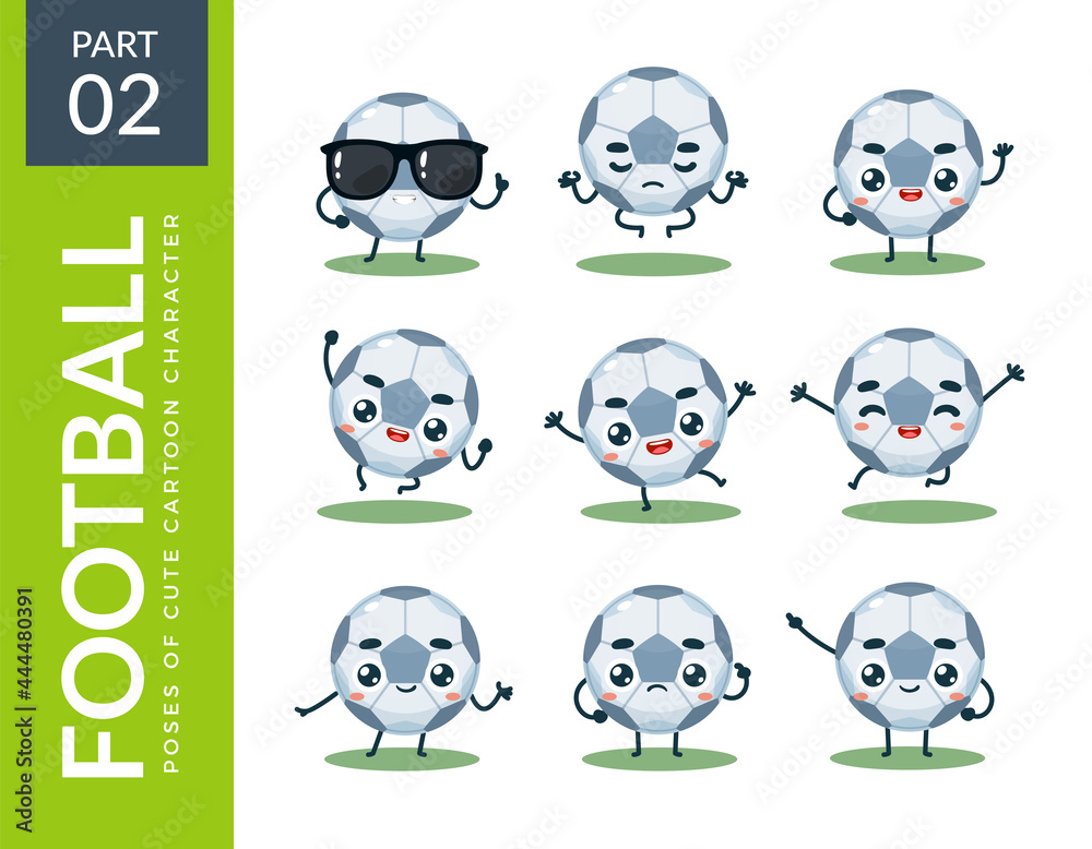 Obraz premium emoticon set of Soccer ball. Second set. Vector Illustration