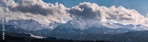 Beautiful landscape with a view of the Tatra Mountains