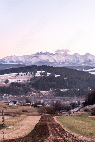 Beautiful landscape with a view of the Tatra Mountains