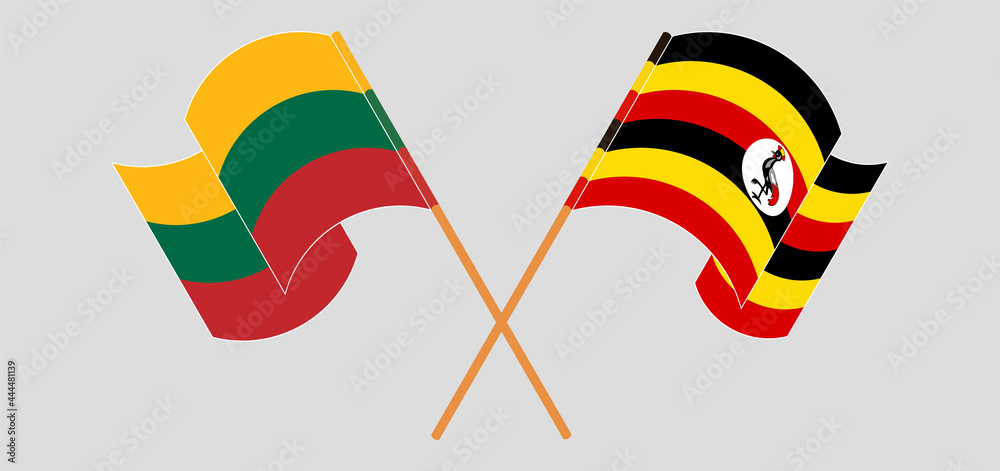 Crossed and waving flags of Lithuania and Uganda Crossed and waving flags of Lithuania and Uganda