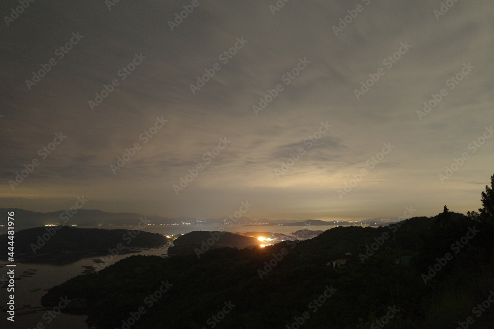 日本の岡山のとても美しい夜の海 日本の岡山のとても美しい夜の海