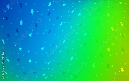 Light Blue, Green vector background with colored stars.