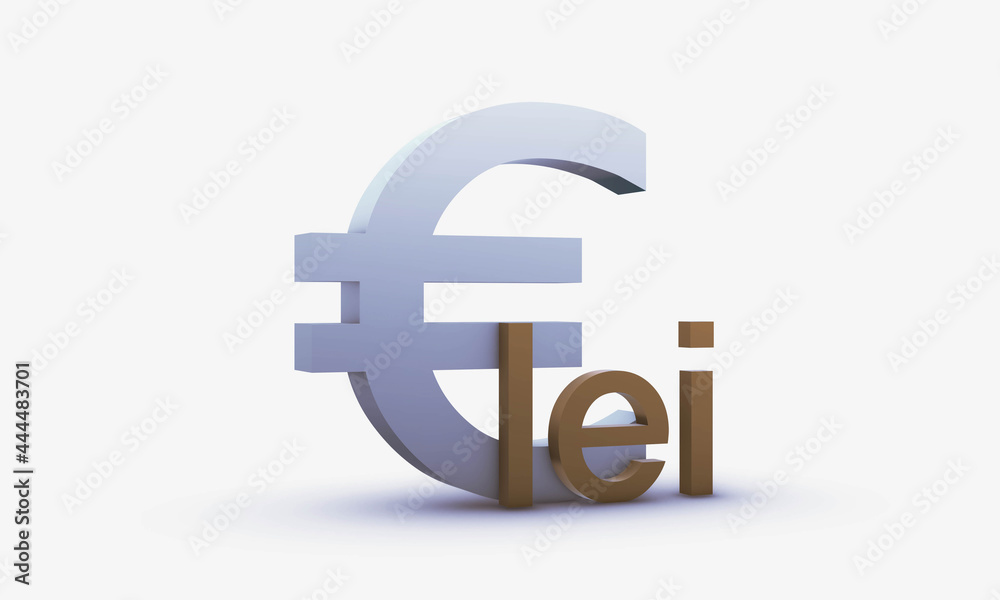 Dollar and Romanian leu Symbols Isolated on White Background Dollar and Romanian leu Symbols Isolated on White Background