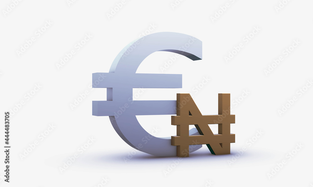 Fototapeta premium Dollar and Nigerian naira Symbols Isolated on White Background