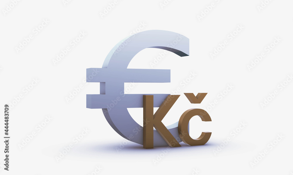 Fototapeta premium Dollar and Czech koruna Symbols Isolated on White Background