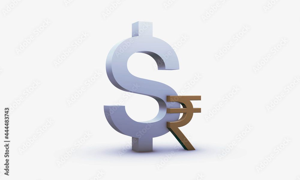 Dollar and Indian rupee Symbols Isolated on White Background Dollar and Indian rupee Symbols Isolated on White Background