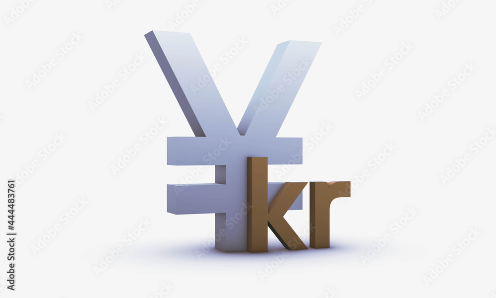 Fototapeta premium Chinese yuan and Swedish krona Symbols Isolated on White Background