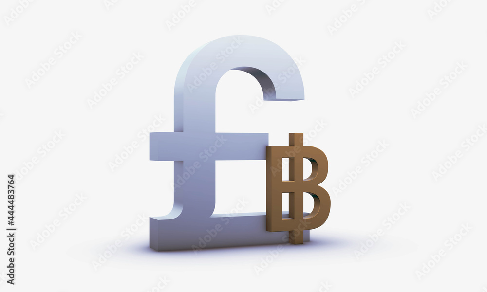 Pounds sterling and Thai baht Symbols Isolated on White Background Pounds sterling and Thai baht Symbols Isolated on White Background