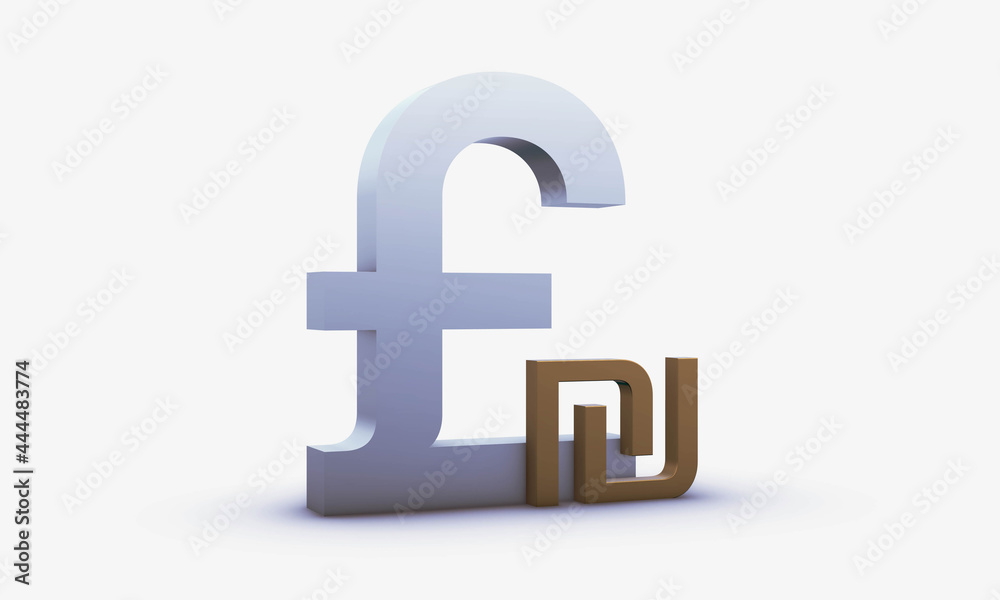 Pounds sterling and Israeli shekel Symbols Isolated on White Background Pounds sterling and Israeli shekel Symbols Isolated on White Background