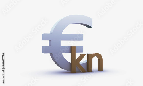 Dollar and Croatian kuna Symbols Isolated on White Background photo