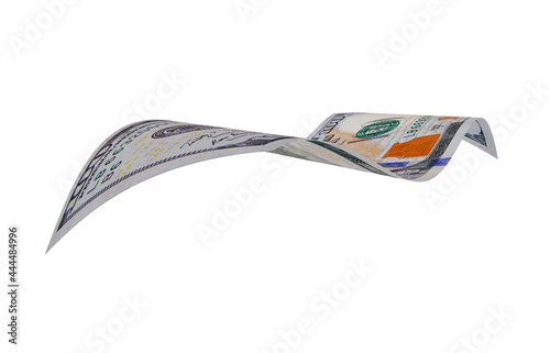 Curled American Dollar, Floating Coins, American Banknote