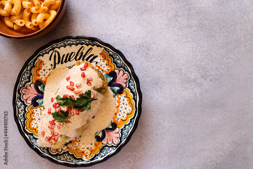 chiles en nogada, traditional food in Puebla Mexico