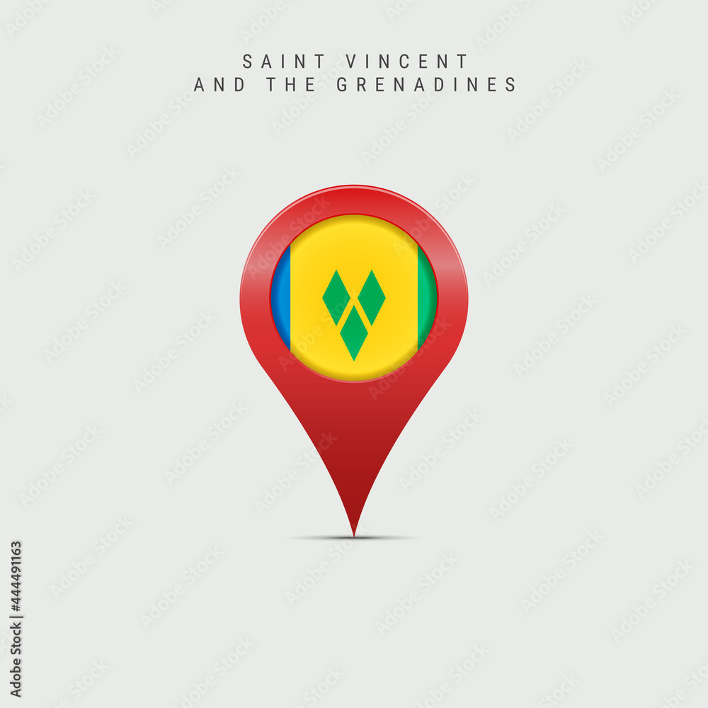 Teardrop map marker with flag of Saint Vincent and the Grenadines. Vector illustration Teardrop map marker with flag of Saint Vincent and the Grenadines. Vector illustration