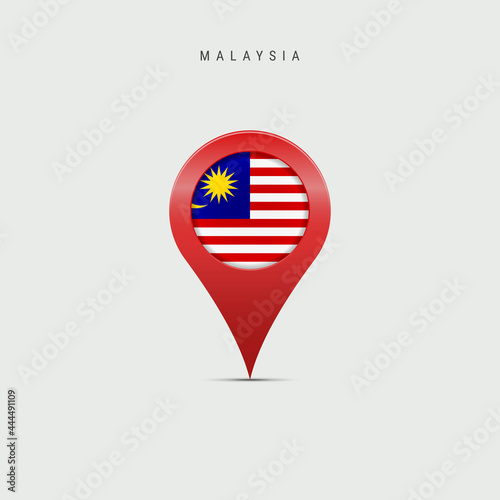 Teardrop map marker with flag of Malaysia. Vector illustration