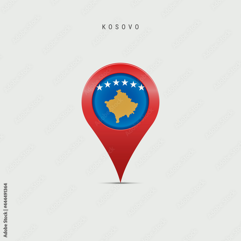 Teardrop map marker with flag of Kosovo. Vector illustration Teardrop map marker with flag of Kosovo. Vector illustration