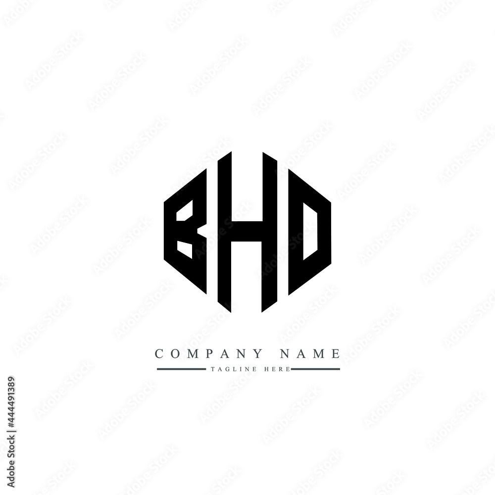 BHO letter logo design with polygon shape. BHO polygon logo monogram ...