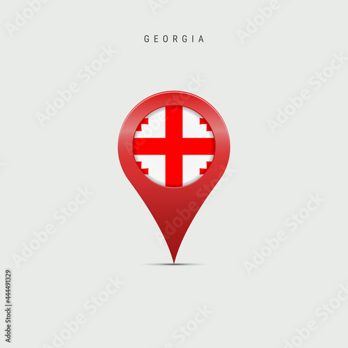 Teardrop map marker with flag of Georgia. Vector illustration