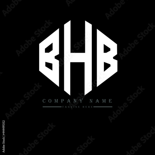 BHB letter logo design with polygon shape. BHB polygon logo monogram. BHB cube logo design. BHB hexagon vector logo template white and black colors. BHB monogram, BHB business and real estate logo.  photo
