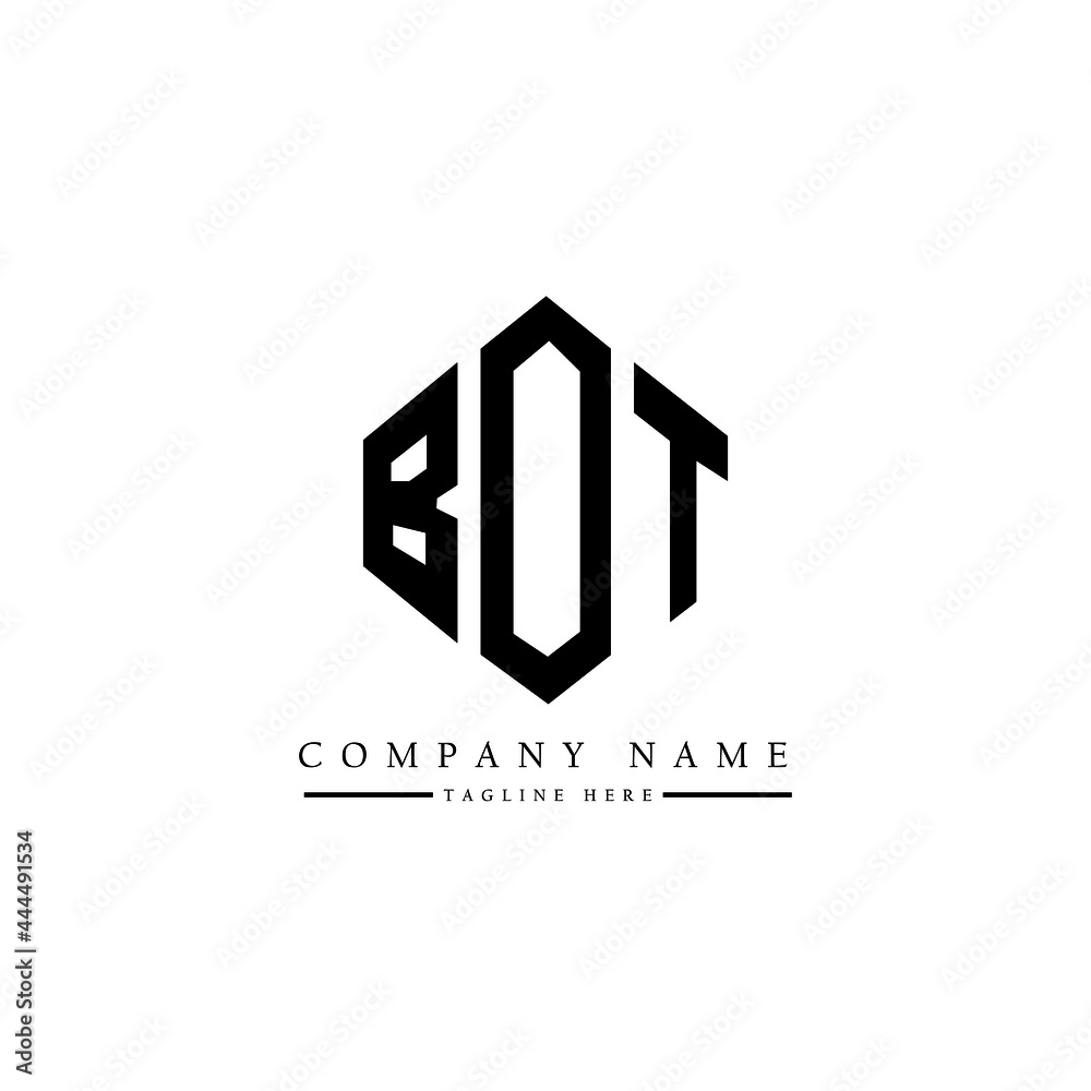 BOT letter logo design with polygon shape. BOT polygon logo monogram. BOT cube logo design. BOT hexagon vector logo template white and black colors. BOT monogram, BOT business and real estate logo. 