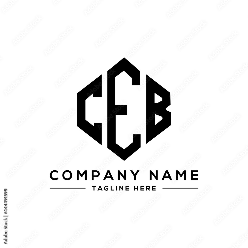 CEB letter logo design with polygon shape. CEB polygon logo monogram. CEB cube logo design. CEB hexagon vector logo template white and black colors. CEB monogram, CEB business and real estate logo. 