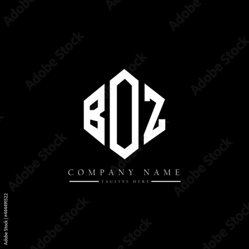 BOZ letter logo design with polygon shape. BOZ polygon logo monogram. BOZ cube logo design. BOZ hexagon vector logo template white and black colors. BOZ monogram, BOZ business and real estate logo. 