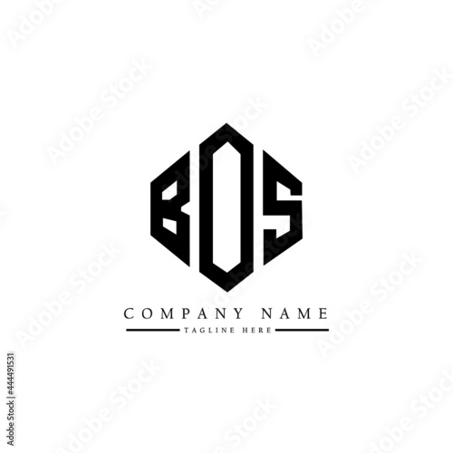 BOS letter logo design with polygon shape. BOS polygon logo monogram. BOS cube logo design. BOS hexagon vector logo template white and black colors. BOS monogram, BOS business and real estate logo. 