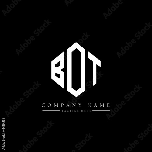 BOT letter logo design with polygon shape. BOT polygon logo monogram. BOT cube logo design. BOT hexagon vector logo template white and black colors. BOT monogram, BOT business and real estate logo. 