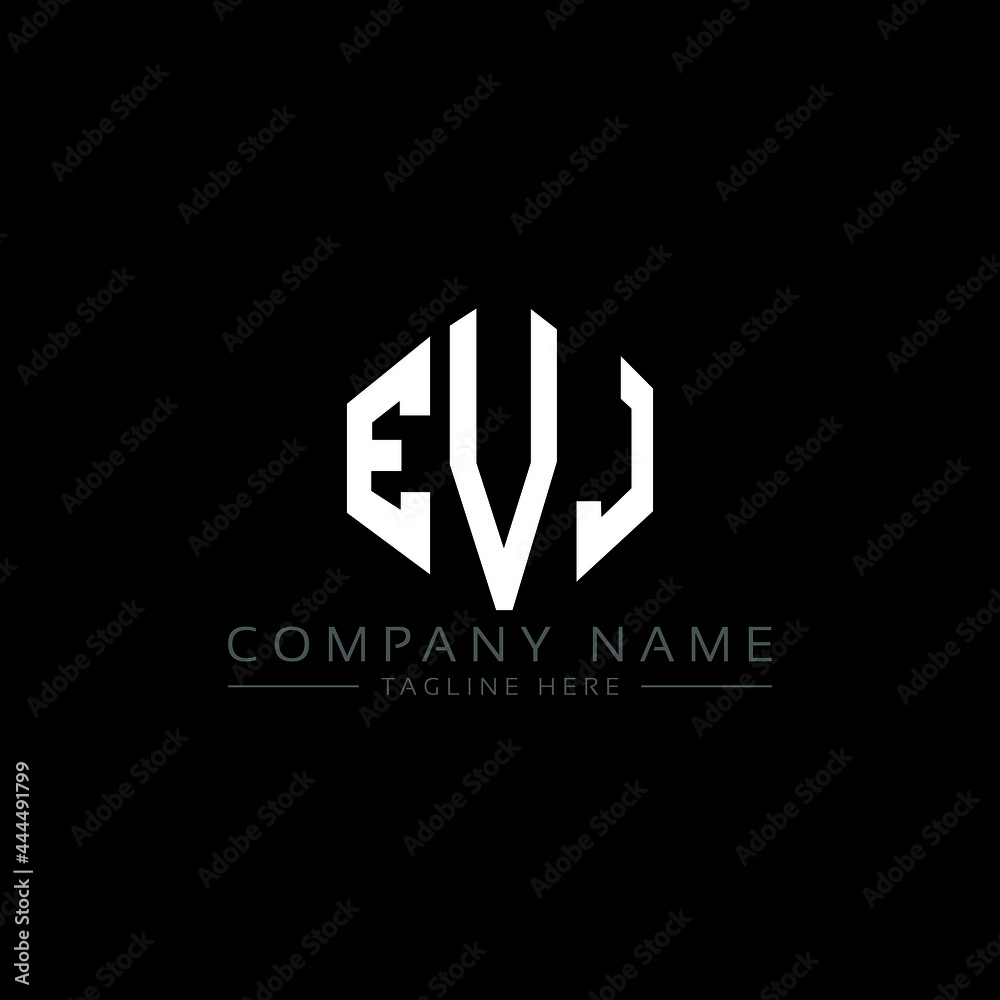 EVJ letter logo design with polygon shape. EVJ polygon logo monogram. EVJ cube logo design. EVJ hexagon vector logo template white and black colors. EVJ monogram, EVJ business and real estate logo. 