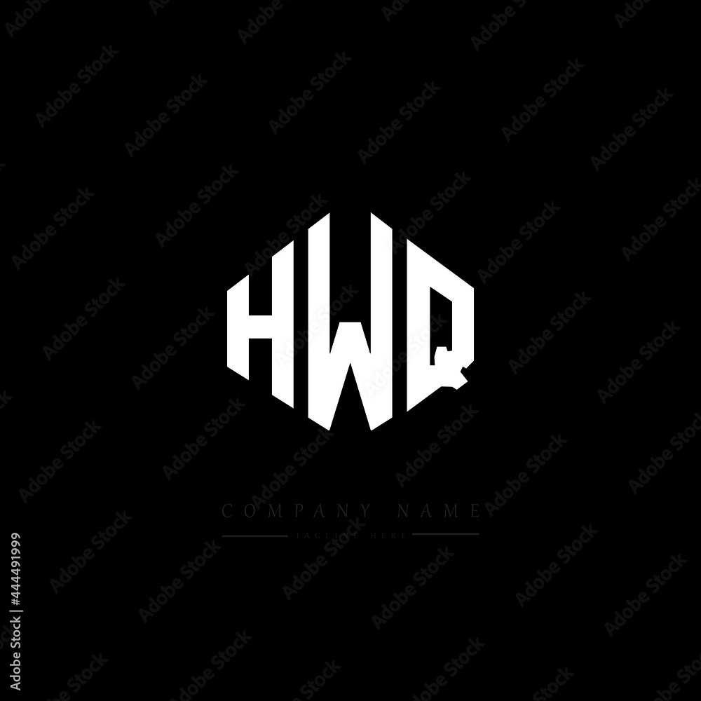 HWQ letter logo design with polygon shape. HWQ polygon logo monogram. HWQ cube logo design. HWQ hexagon vector logo template white and black colors. HWQ monogram, HWQ business and real estate logo. 