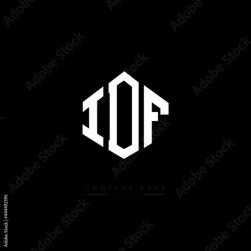 IDF letter logo design with polygon shape. IDF polygon logo monogram. IDF cube logo design. IDF hexagon vector logo template white and black colors. IDF monogram, IDF business and real estate logo. 