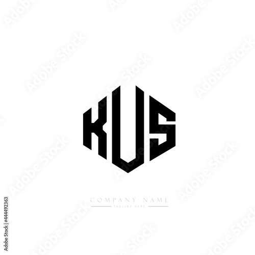 KUS letter logo design with polygon shape. KUS polygon logo monogram. KUS cube logo design. KUS hexagon vector logo template white and black colors. KUS monogram, KUS business and real estate logo. 
