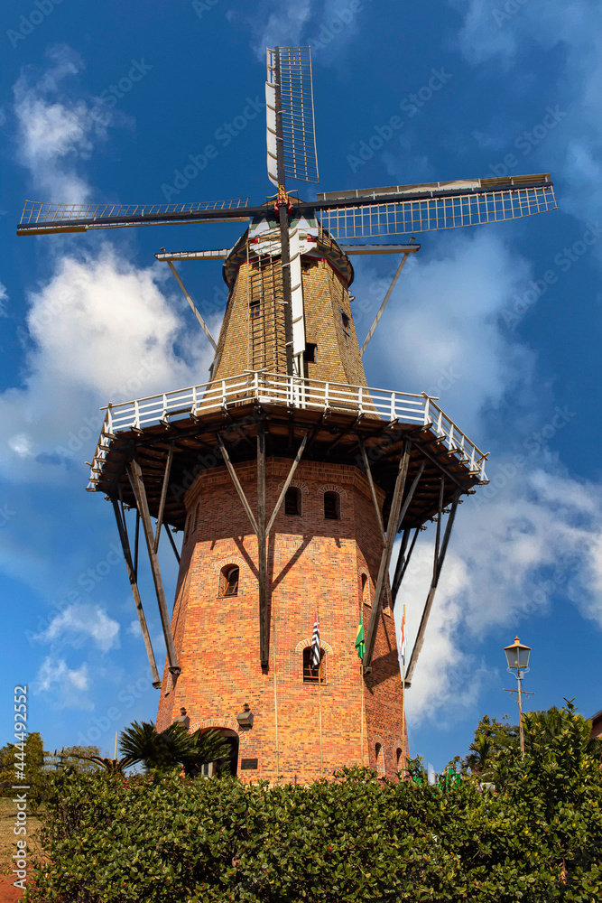 historic windmill in the city of Holambra, Brazil.