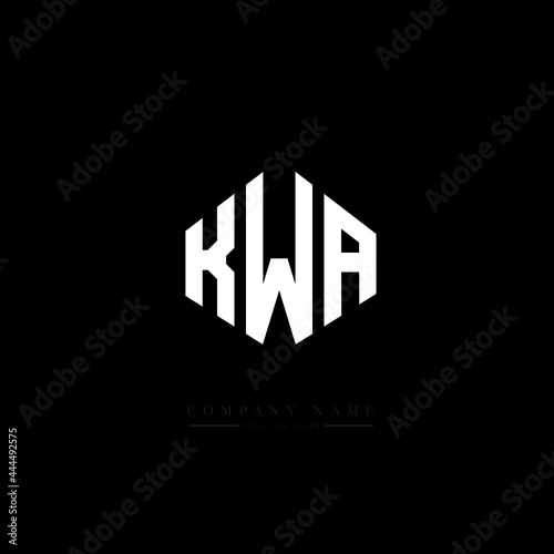 KWA letter logo design with polygon shape. KWA polygon logo monogram. KWA cube logo design. KWA hexagon vector logo template white and black colors. KWA monogram, KWA business and real estate logo. 