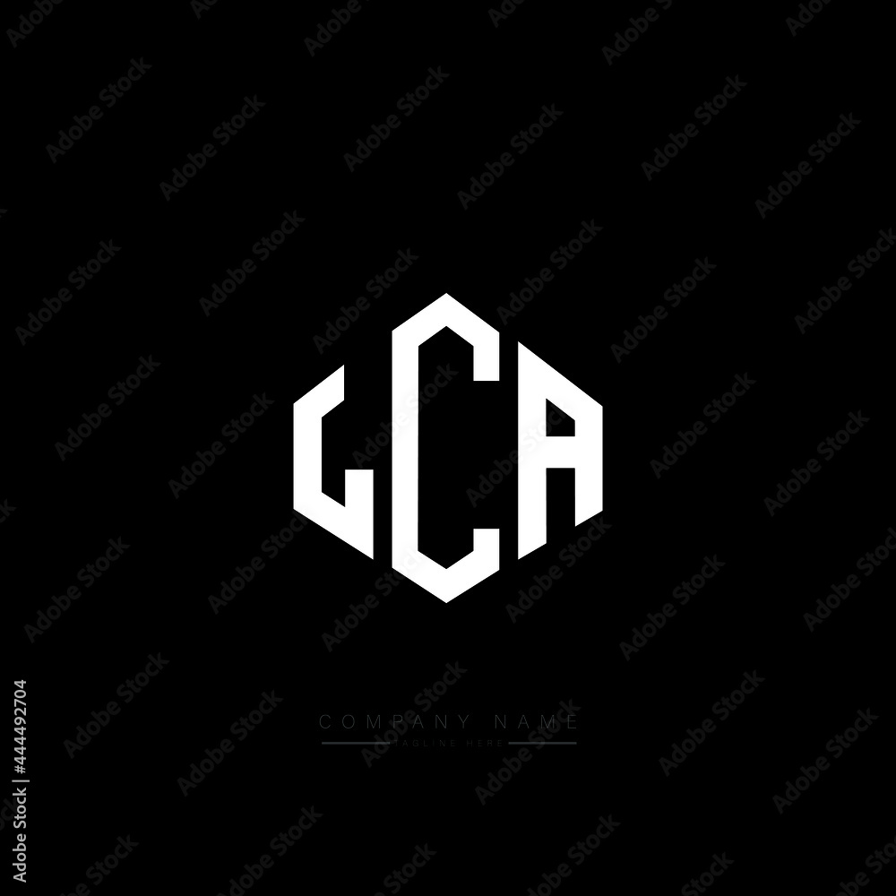 LCA letter logo design with polygon shape. LCA polygon logo monogram. LCA cube logo design. LCA hexagon vector logo template white and black colors. LCA monogram, LCA business and real estate logo. 