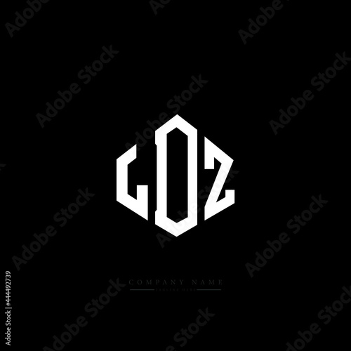 LDZ letter logo design with polygon shape. LDZ polygon logo monogram. LDZ cube logo design. LDZ hexagon vector logo template white and black colors. LDZ monogram, LDZ business and real estate logo.  photo