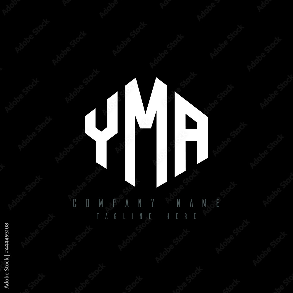 YMA letter logo design with polygon shape. YMA polygon logo monogram. YMA cube logo design. YMA hexagon vector logo template white and black colors. YMA monogram, YMA business and real estate logo. 