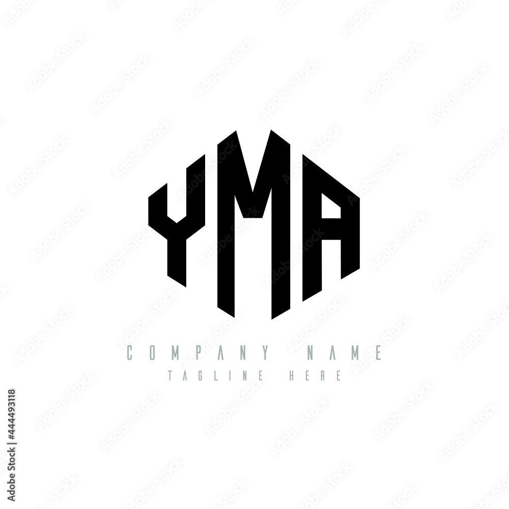 YMA letter logo design with polygon shape. YMA polygon logo monogram. YMA cube logo design. YMA hexagon vector logo template white and black colors. YMA monogram, YMA business and real estate logo. 