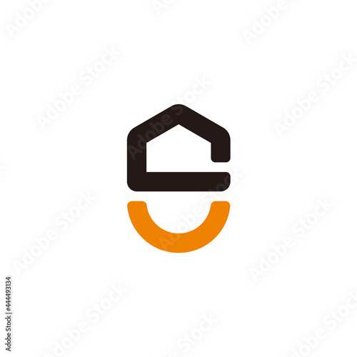 letter s smile home shape simple geometric logo vector