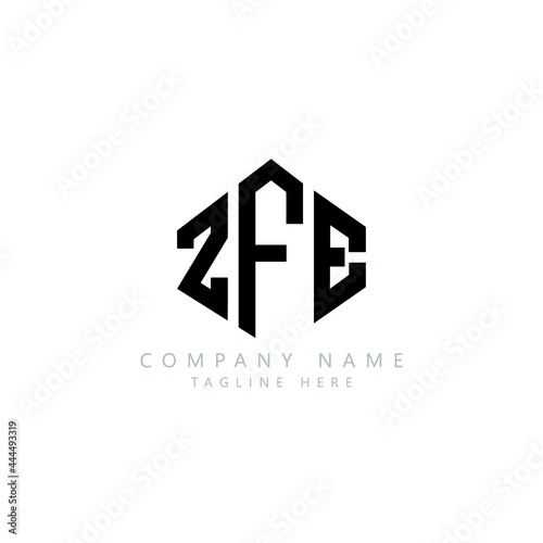 ZFE letter logo design with polygon shape. ZFE polygon logo monogram. ZFE cube logo design. ZFE hexagon vector logo template white and black colors. ZFE monogram, ZFE business and real estate logo. 