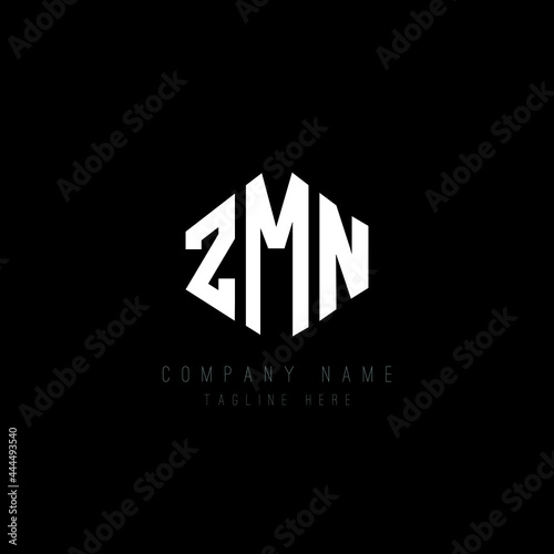 ZMN letter logo design with polygon shape. ZMN polygon logo monogram. ZMN cube logo design. ZMN hexagon vector logo template white and black colors. ZMN monogram, ZMN business and real estate logo. 