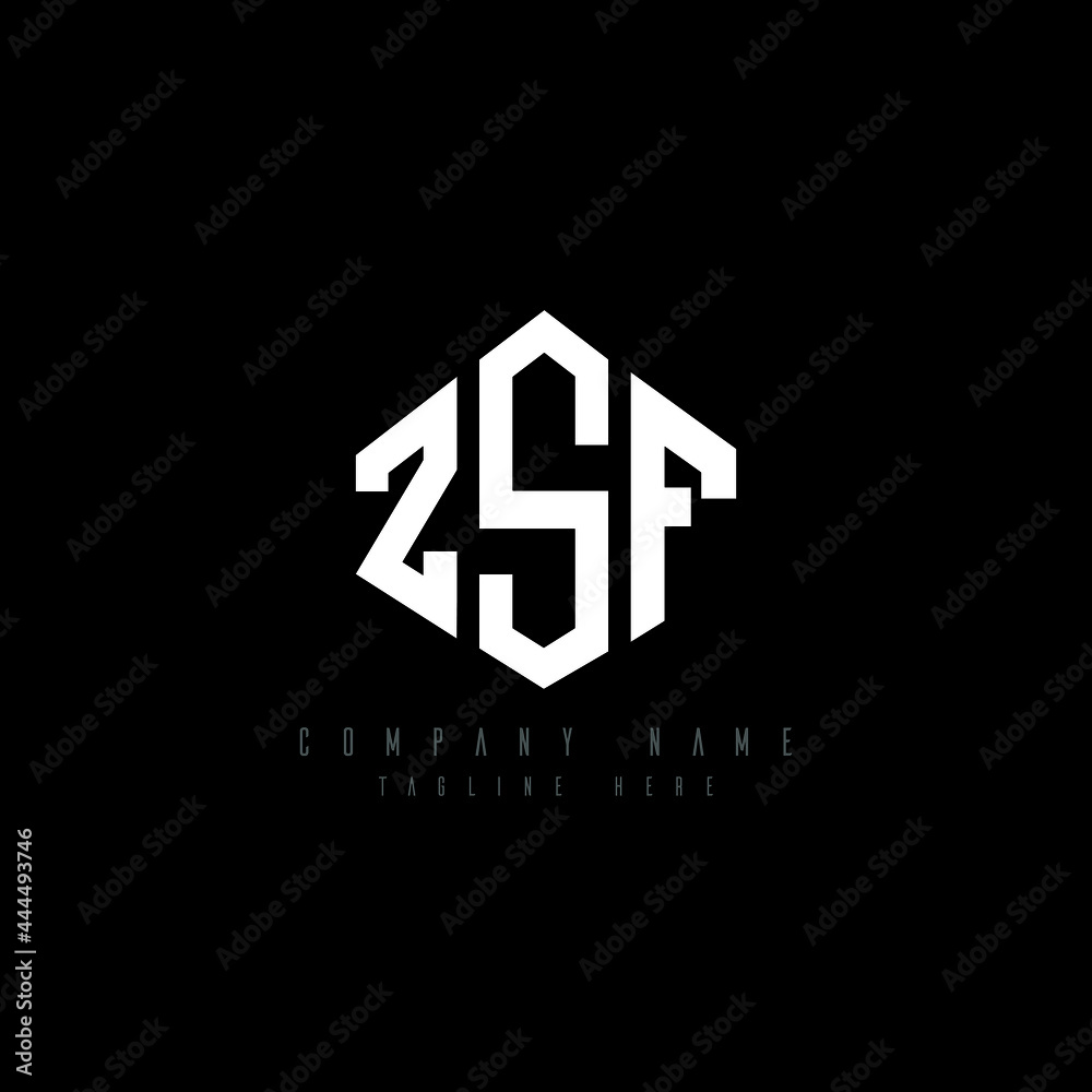 ZSF letter logo design with polygon shape. ZSF polygon logo monogram. ZSF cube logo design. ZSF hexagon vector logo template white and black colors. ZSF monogram, ZSF business and real estate logo. 