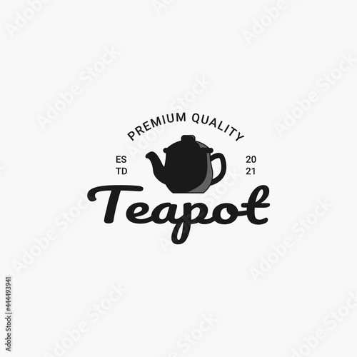 Vintage teapot logo vector illustration design