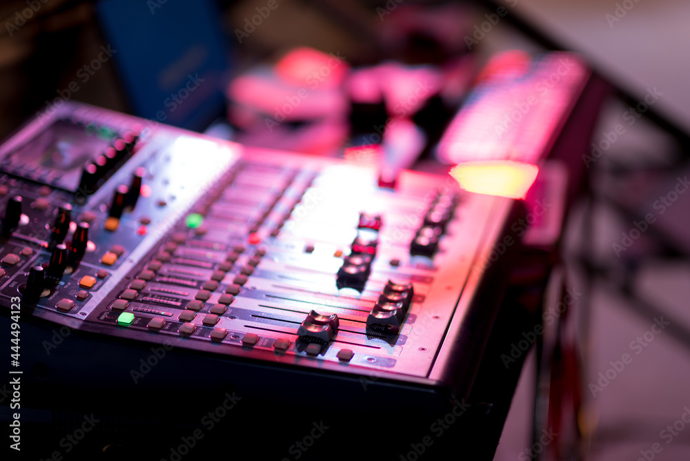 sound check for concert, mixer control, music engineer, backstage sound check for concert, mixer control, music engineer, backstage