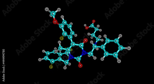 Elagolix molecular structure isolated on black