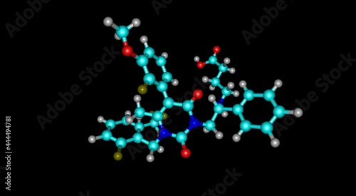 Elagolix molecular structure isolated on black