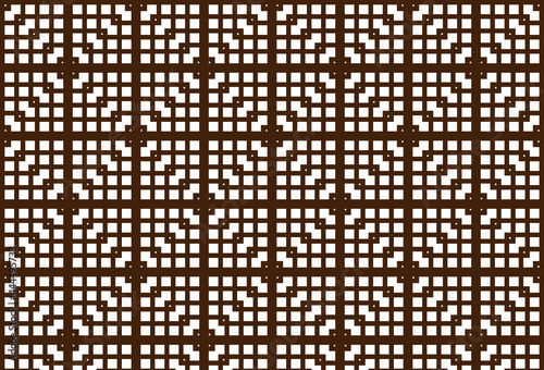 Traditional Chinese Geometric Pattern Seamless. Brown Rectangular Shape on white Background. Design for Home Decoration,fabric,print,product,tiles,packaging,wallpaper,wrapping.Vector illustration