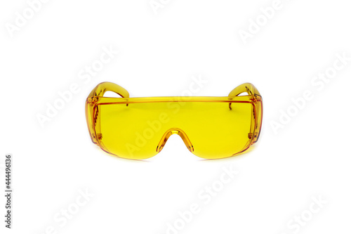 Safety glasses yellow isolated