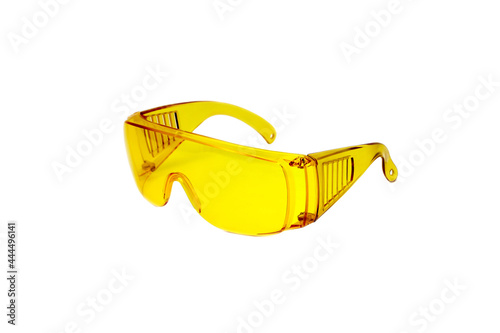 Safety glasses yellow isolated