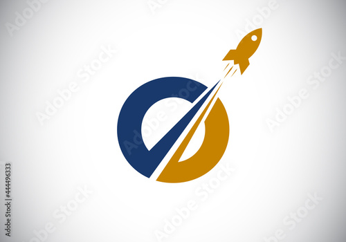 Initial O monogram letter alphabet with a Rocket logo design. Rocket icon. Font emblem. Modern vector logotype for business and company identity.